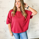 Relaxed Short Sleeve Sweater Top