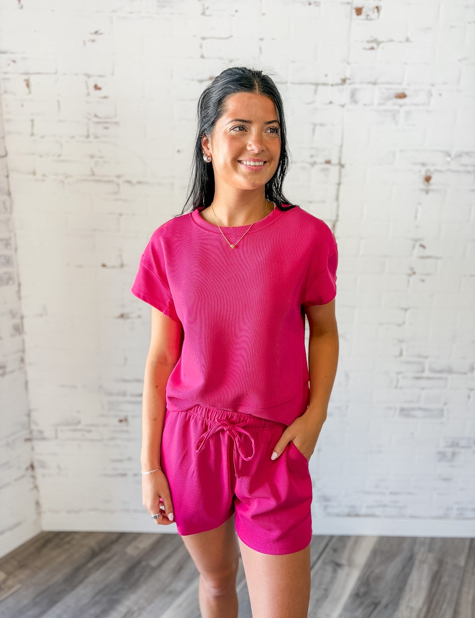 Ribbed Drawstring Lounge Set