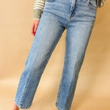 Risen High Rise Crop Boyfriend Tapered Jeans