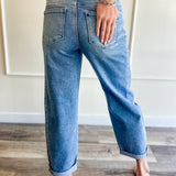 Risen High Rise Side Contrast Barrel Jeans