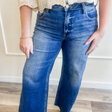 Risen Mid Rise Cropped Wide Leg Jeans