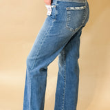 Risen Tummy Control High Rise Ankle Straight Jeans