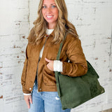 Russet Suede-Finish Bomber Jacket