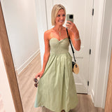 Sage Green Twist-Front Ribbed Maxi Dress