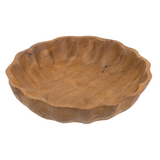 Scalloped Teak Wood Bowl – Large