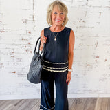 Scalloped Trim Top & Pant Set