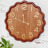 Scalloped Wood & Gold Wall Clock