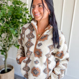 Sherpa Aztec Print Quarter-Zip Pullover