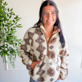Sherpa Aztec Print Quarter-Zip Pullover