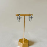Silver Cross Huggie Hoop Earrings
