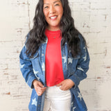 Star Print Denim Shacket