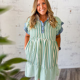 Stripe Dress with Chambray Collar