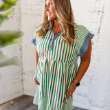 Stripe Dress with Chambray Collar