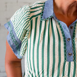 Stripe Dress with Chambray Collar