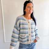 Striped Button Front Knit Cardigan