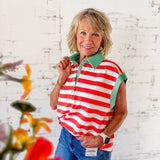Striped Contrast Collar Top