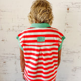 Striped Contrast Collar Top