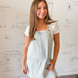 Striped Denim Overall Mini Dress