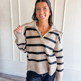 Striped Quarter Zip Sweater
