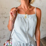 Striped Ribbed Button-Front Cami Top