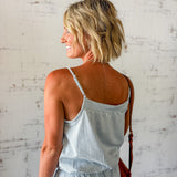 Striped Ribbed Button-Front Cami Top