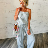 Striped Ribbed Wide-Leg Drawstring Pants