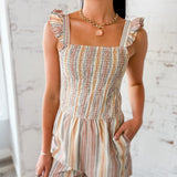 Striped Smocked Tulip Hem Romper