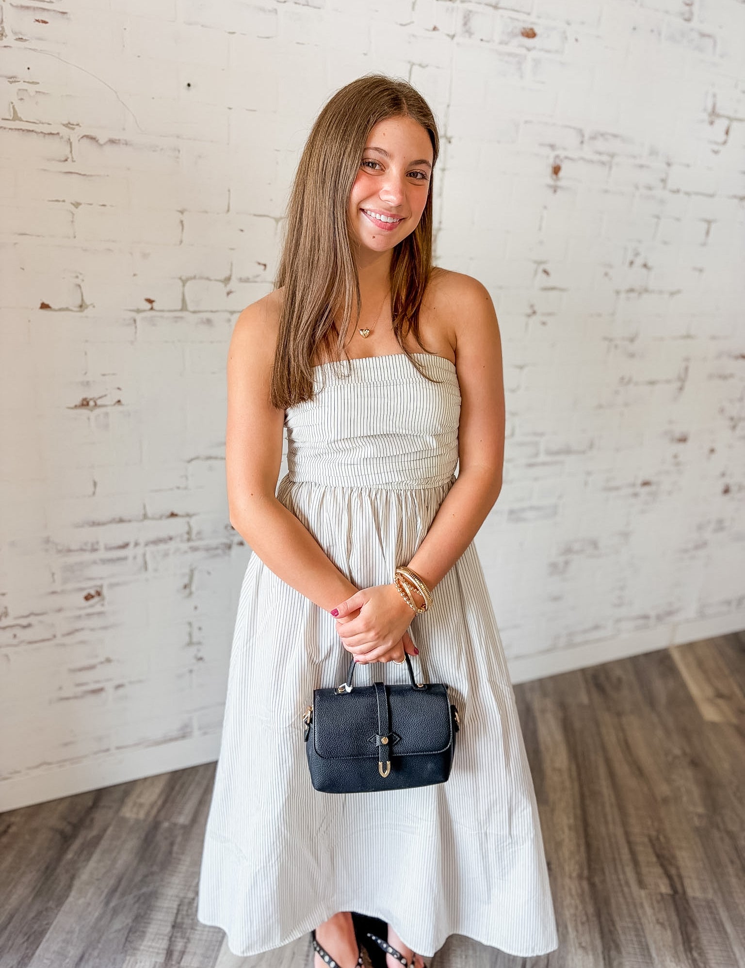Striped Strapless Smocked Maxi Dress | Real Deals Ankeny – Ankeny