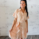 Striped Tiered Button-Front Shirt Dress