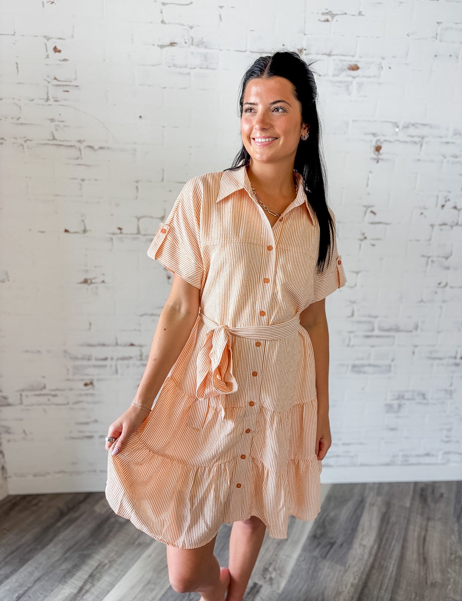 shirt dress deals Donna Karan Women's Short Sleeve Shirtdress - Natural
