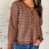 Striped Waffle Cardigan