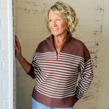 Russell Striped Quarter Zip Ribbed Sweater