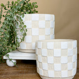 Textured Checkered Ceramic Planter