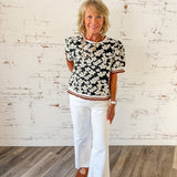 Textured Floral Fringe Trim Top