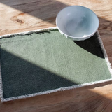 Two-Tone Green Fringe Edge Placemat | 13x19"
