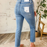 Vervet Blue Carlene Mid-Rise Slim Straight Jeans