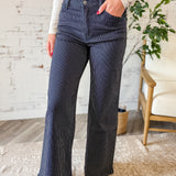 Vervet Blue Olivia Wide Leg Pinstripe Pants