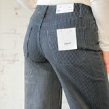 Vervet Blue Olivia Wide Leg Pinstripe Pants