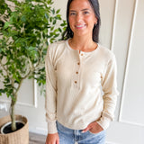 Waffle Knit Henley Top