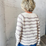Wavy Stripe Textured Knit Sweater