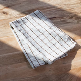 White & Tan Windowpane Kitchen Towel