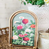 6x8" Wild Zinnia Garden Arched Framed Wall Art